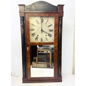 Antique Riley Whiting Wood Mirror Large Wall Clock